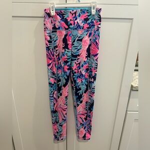 Lilly Pulitzer Luxletic Turquoise Leggings with Gold Detail